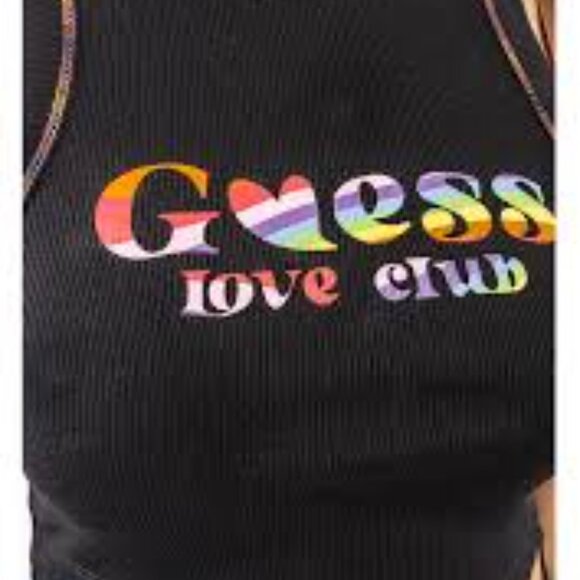 NWT Guess Women's Ribbed Crop Top with Logo Black - Picture 5 of 6